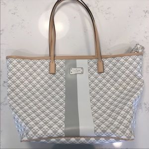 Kate Spade white and grey coated tote and wallet
